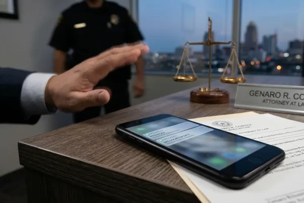 Cell phone seized as evidence in a San Antonio federal alien smuggling case.